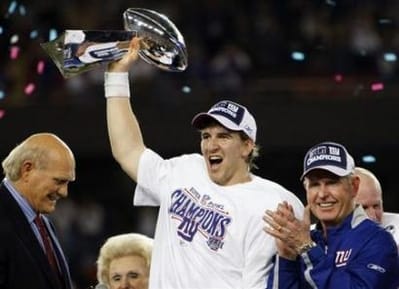 photo of Eli Manning during NY Giants Superbowl game